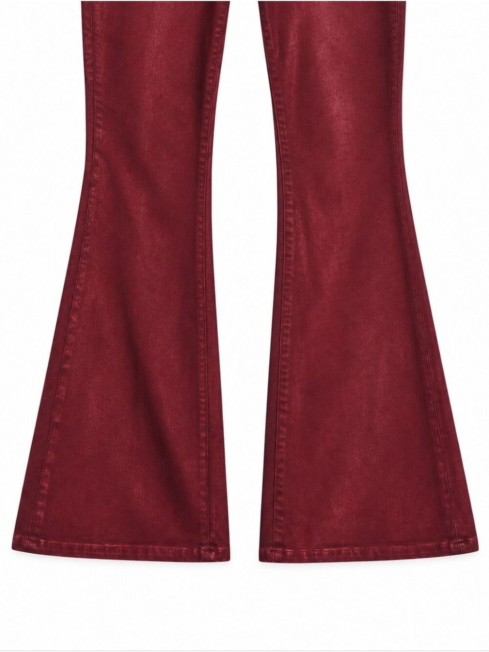 GUESS Sexy Flare Jeans Women 31x30 Tahiti Red Coated Metallic NWT $128 - Picture 5 of 11